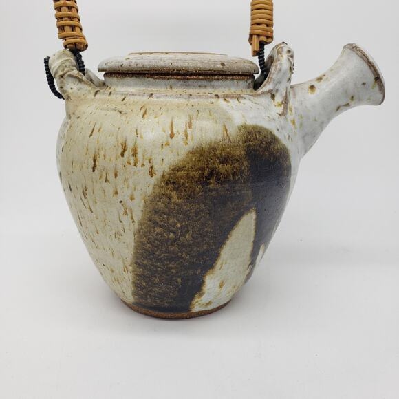 VTG Drip Glazed Stoneware Teapot Artist Signed. Elephant Trunk Down -Prosperity - Picture 5 of 14